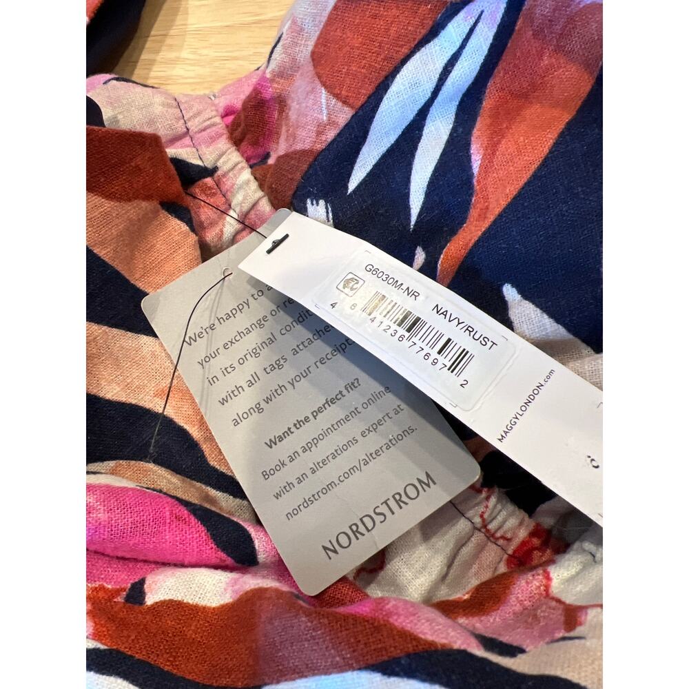 Maggy London Tropical Floral Print Halter Midi Dress with Cinched Waist NWT - Picture 10 of 11